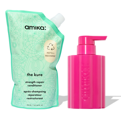 the kure strength repair conditioner forever friend bottle + pouch duo