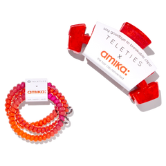 amika x TELETIES necessities set 3 pc hair ties, clip, essentials bag + perk up plus