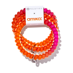 amika x TELETIES necessities set 3 pc hair ties, clip, essentials bag + perk up plus