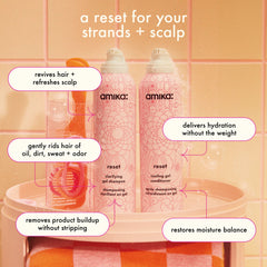 detox set reset clarifying gel shampoo, cooling gel conditioner + pink charcoal scalp cleansing oil